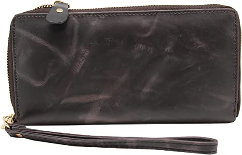 Women's Leather Zipper Wallet, RFID Blocking Credit Card Holder Case