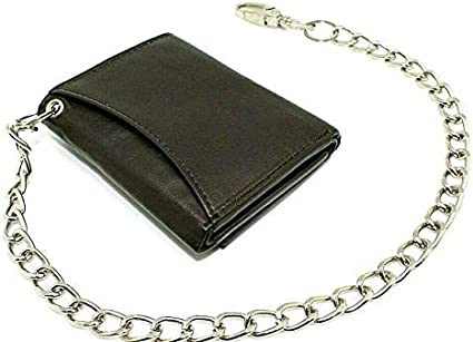 Men's Trifold Chain Wallet with Snaps RFID safe