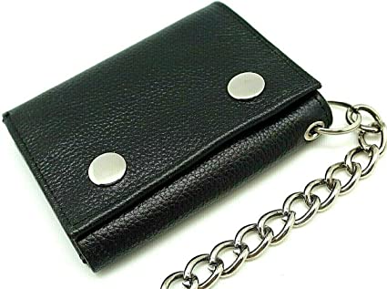 Men's Trifold Chain Wallet with Snaps RFID safe