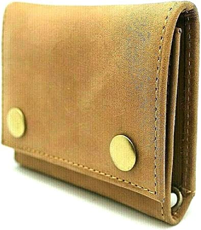 Biker Trifold Leather Wallet With Snaps