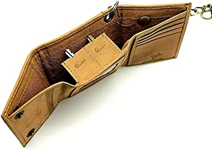 Men's Trifold Chain Wallet with Snaps RFID safe