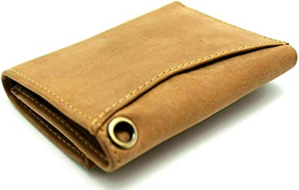 Biker Trifold Leather Wallet With Snaps