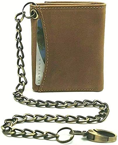Men's Trifold Chain Wallet with Snaps RFID safe