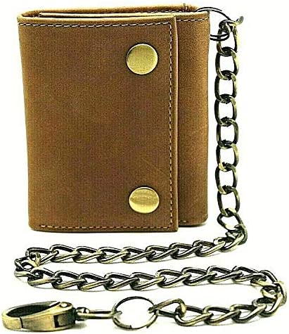 Men's Trifold Chain Wallet with Snaps RFID safe