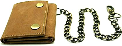 Men's Trifold Chain Wallet with Snaps RFID safe