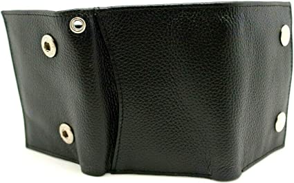 Biker Trifold Leather Wallet With Snaps