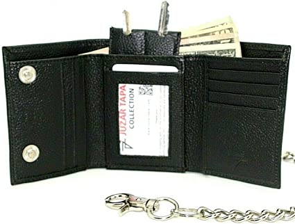 Men's Trifold Chain Wallet with Snaps RFID safe