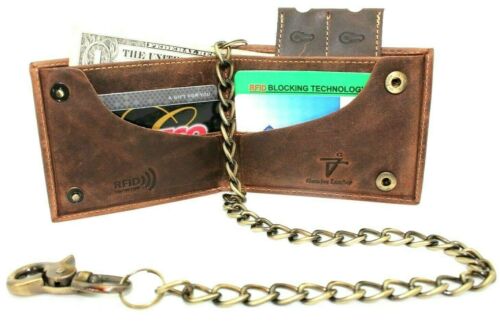 RFID Safe Chain Wallet for Men Bifold with Snaps