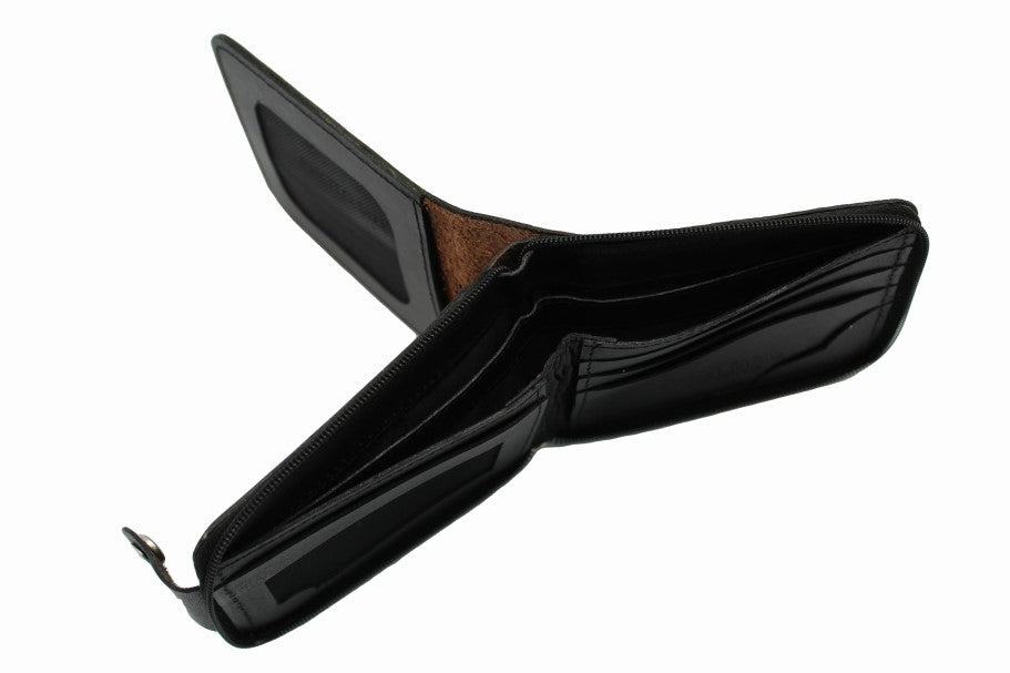 Zip Around Bi-Fold Wallet for Men – Genuine Leather Italian Style