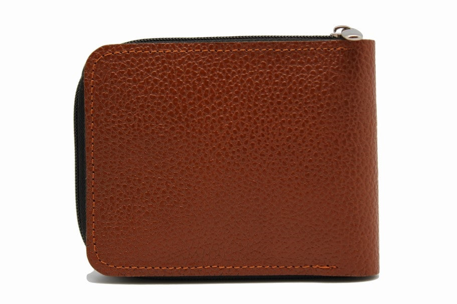 Zip Bi-Fold Wallet Cowhide Leather