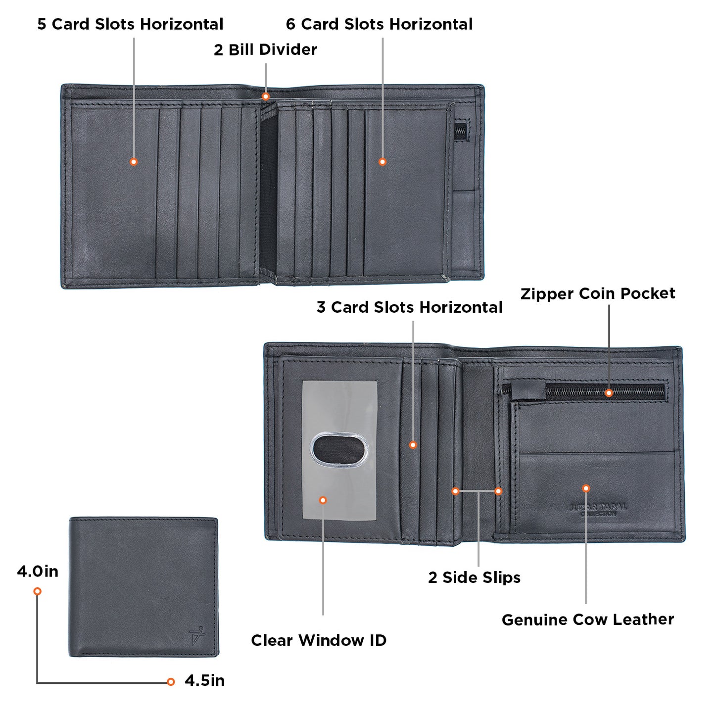 Men's Black Leather Bifold Wallet | Chic Fashion