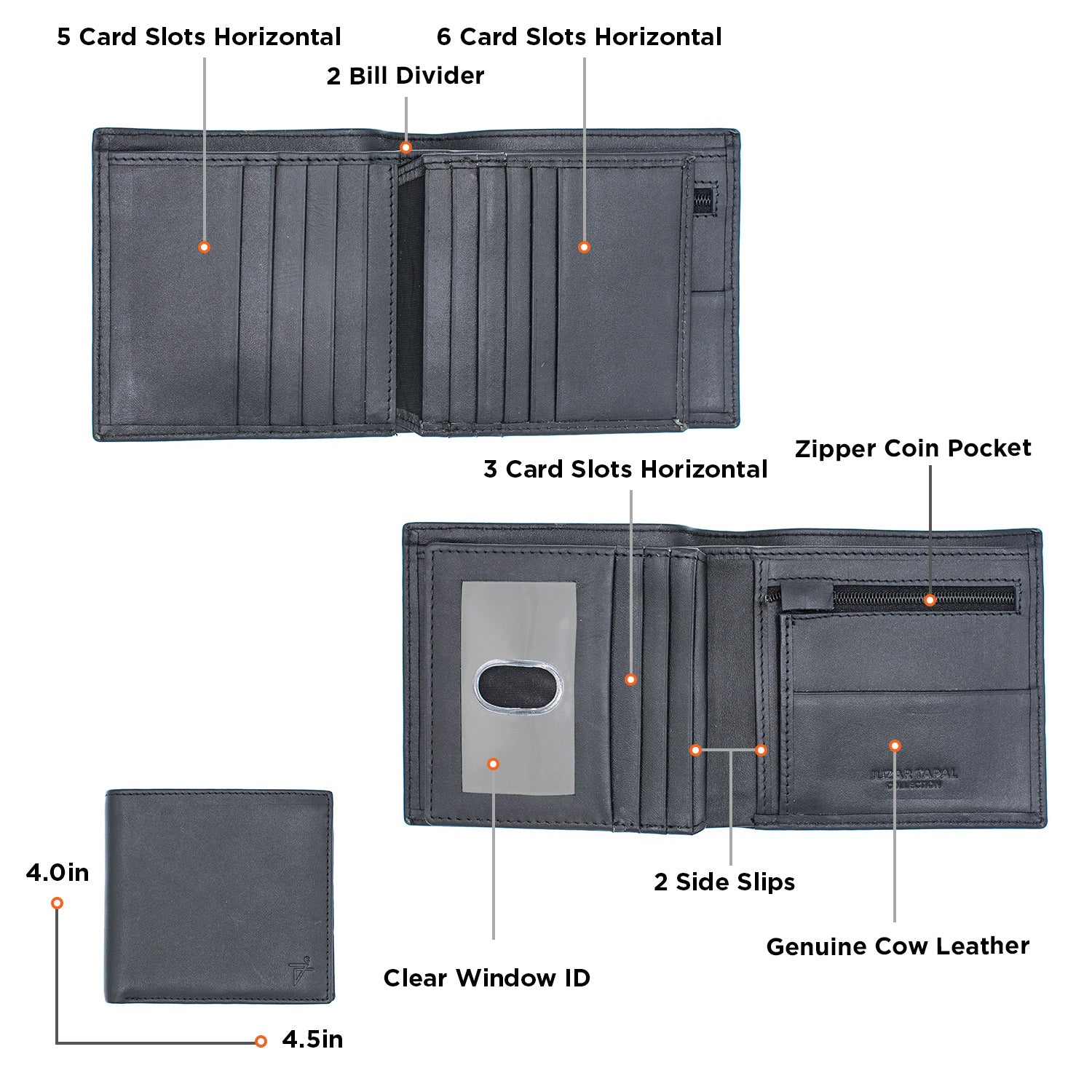 Men's Black Leather Bifold Wallet | Chic Fashion
