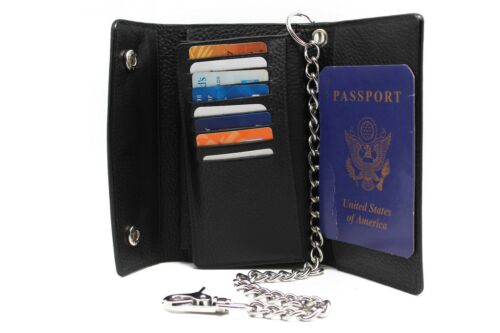 Long Checkbook Tri-fold Chain Wallet with Snaps
