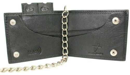 RFID Safe Chain Wallet for Men Bifold with Snaps