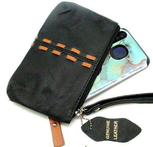 Cow Leather Clutch Wristlet Women Purse Black Purple Turquoise Cell Phone Case – J110CP