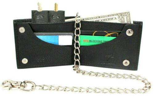 RFID Safe Chain Wallet for Men Bifold with Snaps