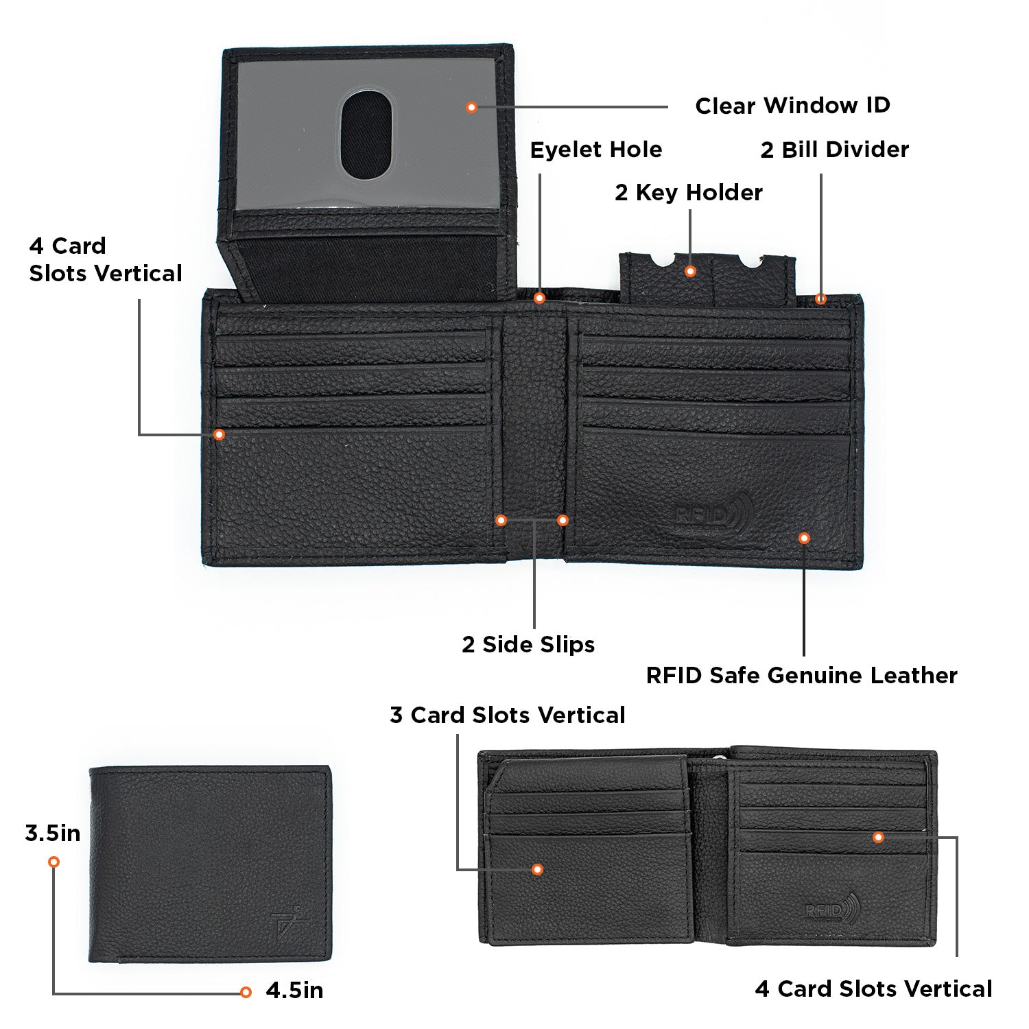 Slim Leather Bifold Wallet | Top-Grain Leather Made