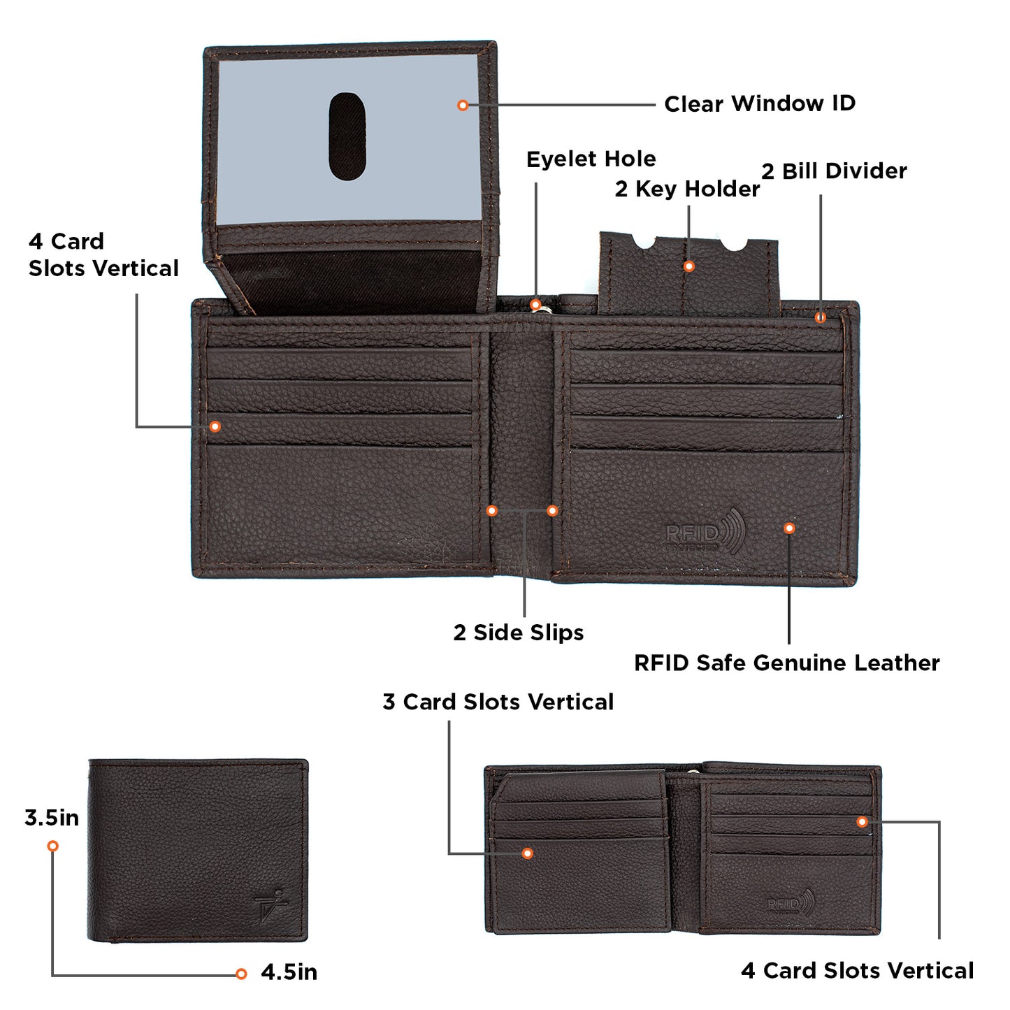 Slim Leather Bifold Wallet | Top-Grain Leather Made