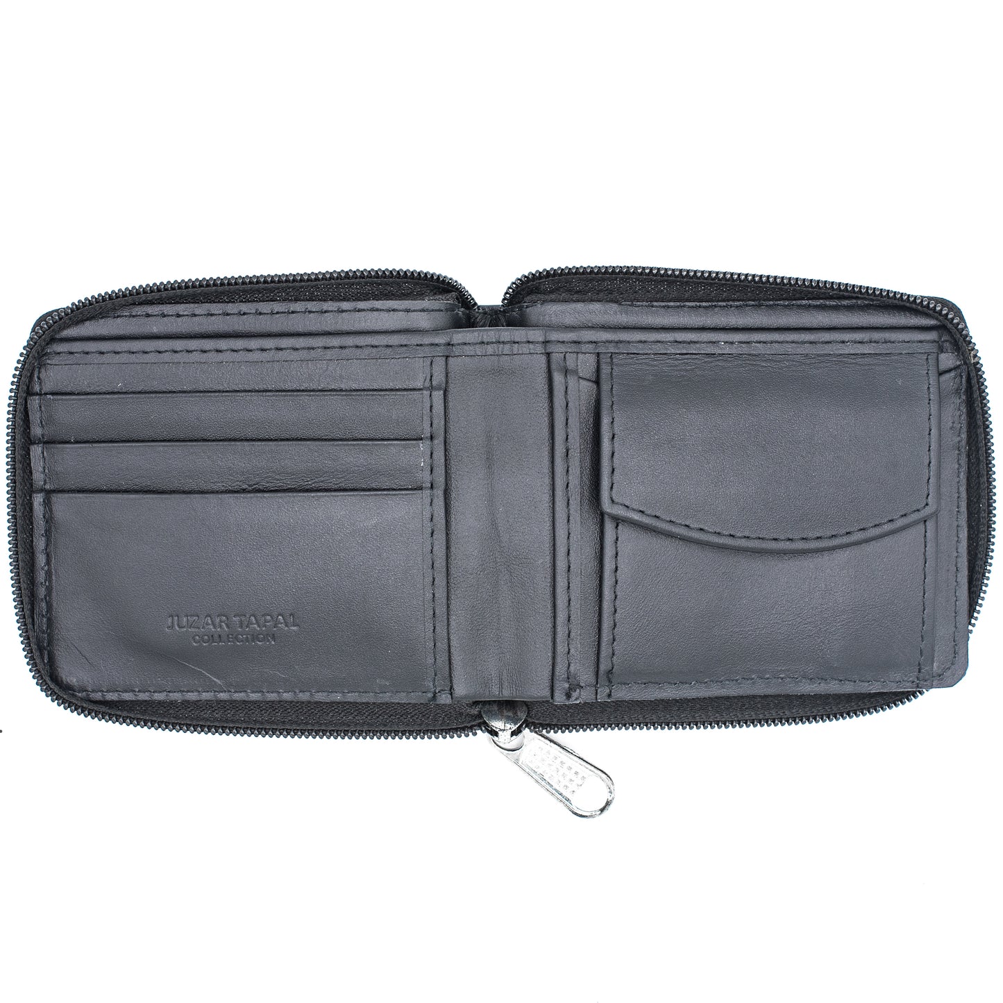 Calf Leather Bifold Wallet for Men Zip Around