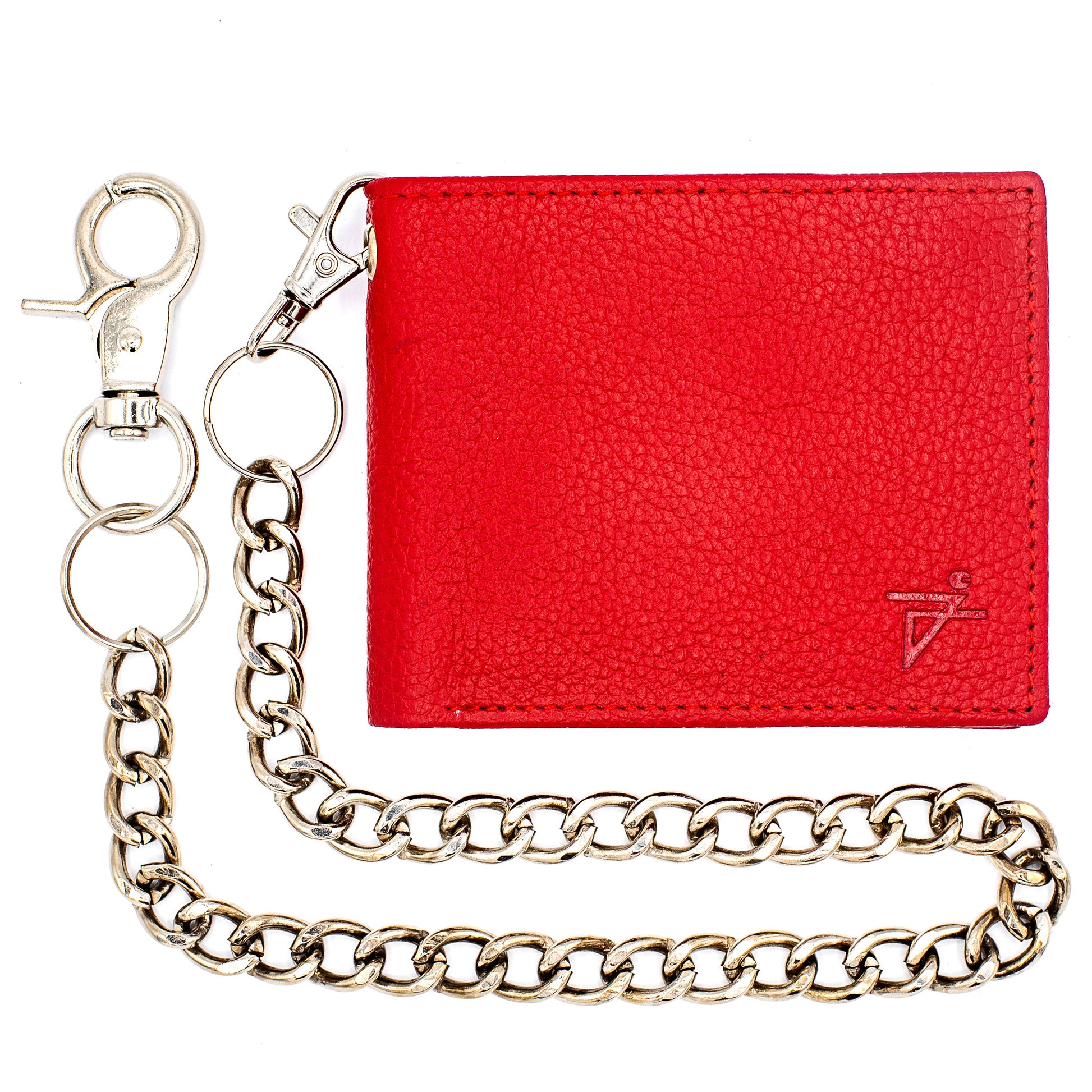 Red Leather Bifold Wallet for Men – Chain Style