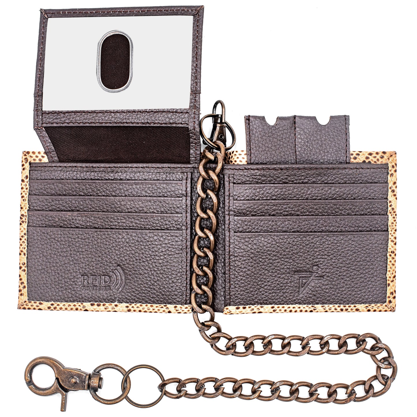 Cobra Brown Leather Bi-fold Chain Wallet for Men