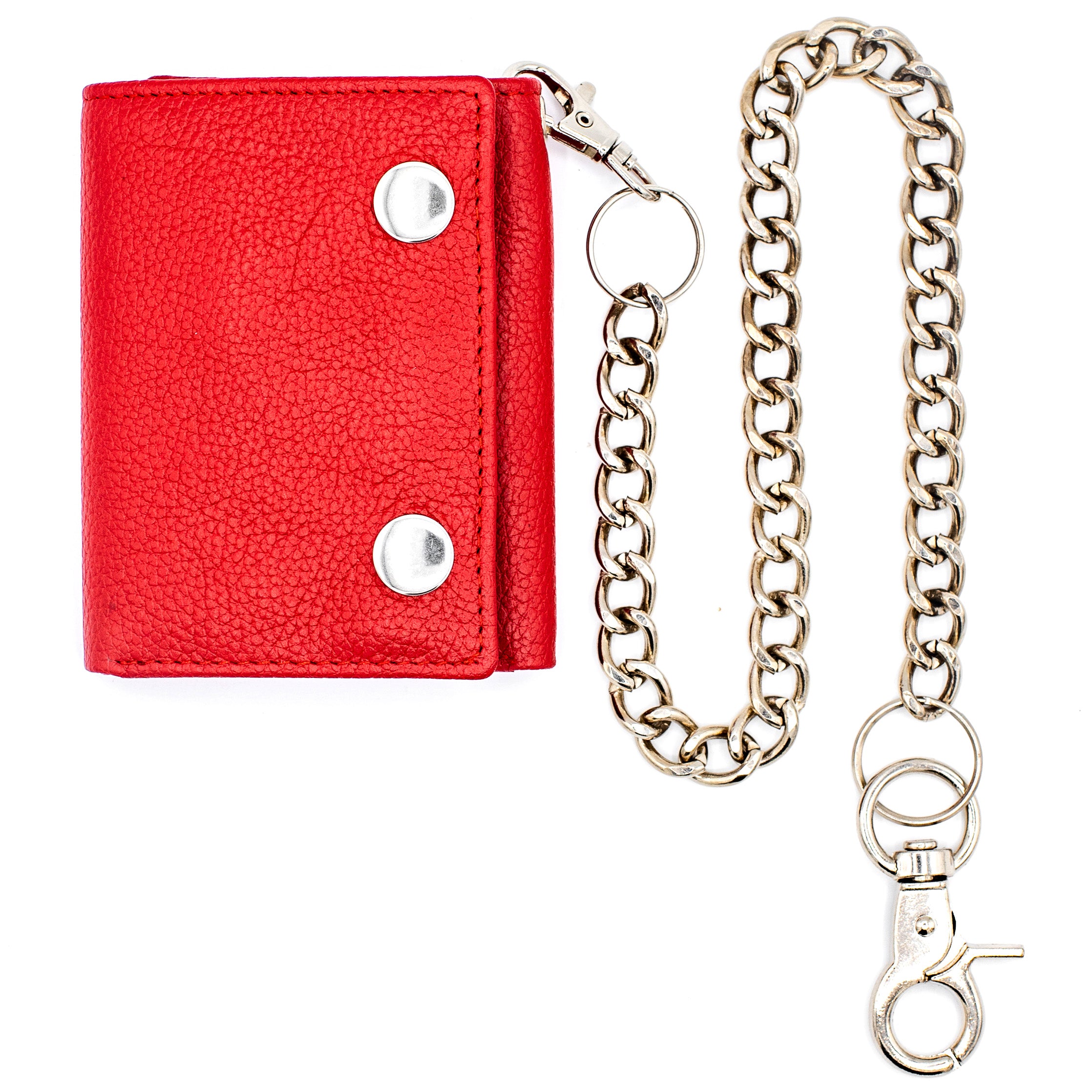 Chain Wallet RFID Safe Leather Red Trifold Chain Wallet for Men Christmas &  Valentine Day Gift for Him