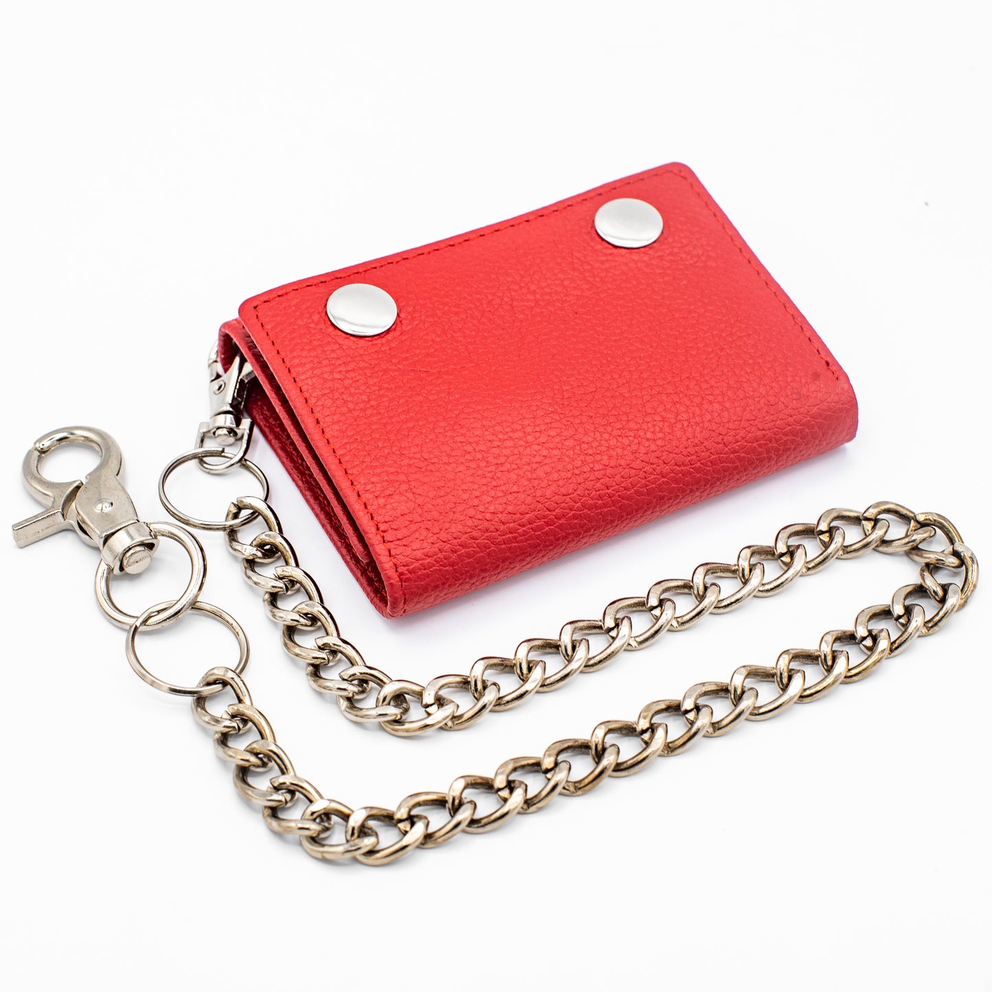 Red Chain Trifold Wallet – Leather Biker Wallet