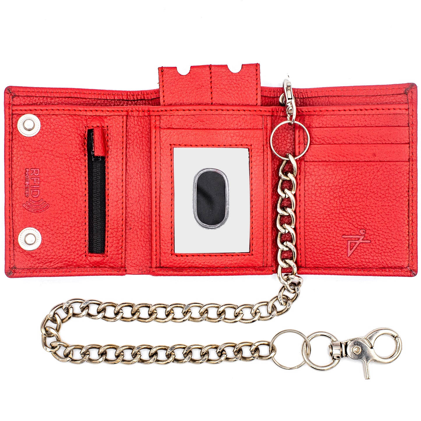 Red Chain Trifold Wallet – Leather Biker Wallet