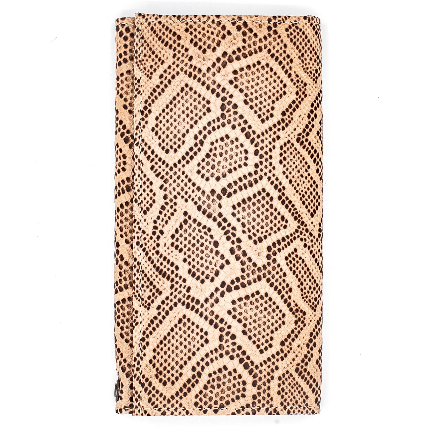 Checkbook Size Trifold Leather Wallet RFID Cobra Brown