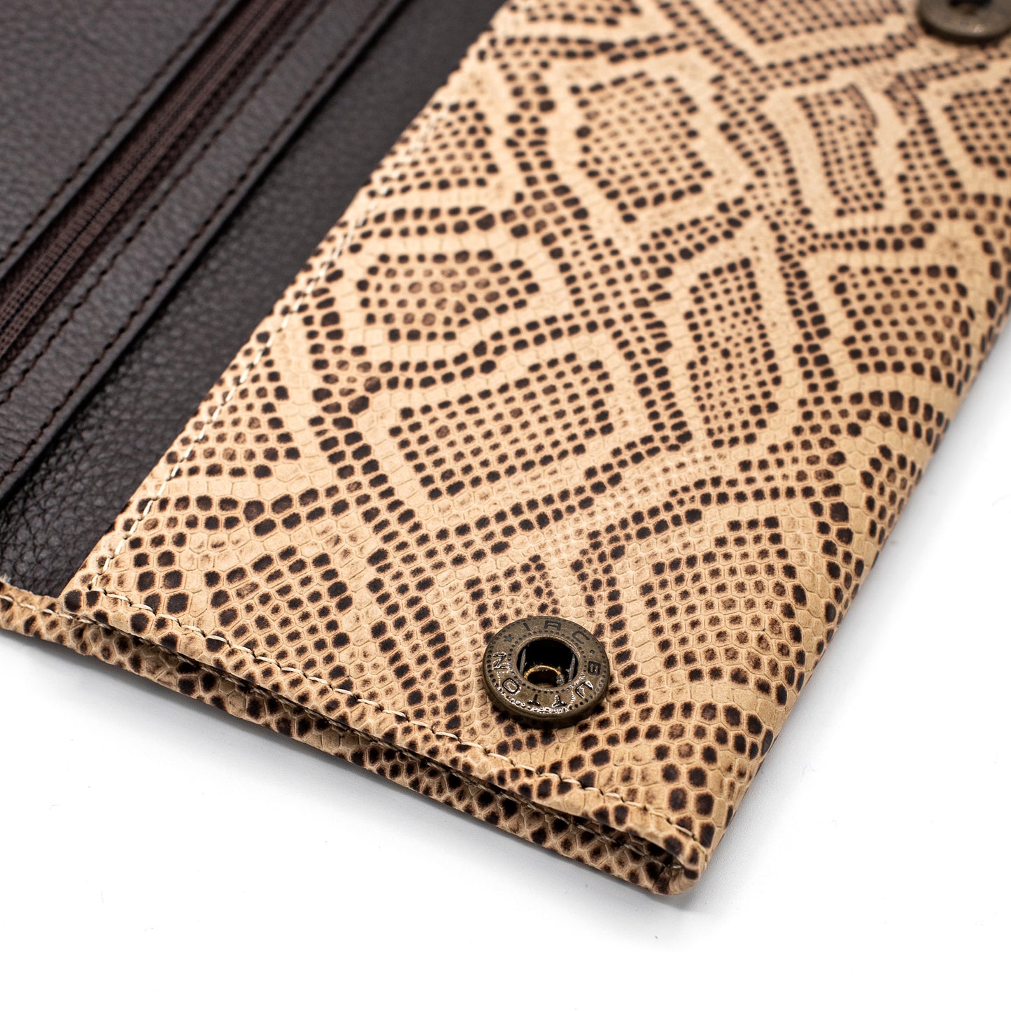 Checkbook Size Trifold Leather Wallet RFID Cobra Brown