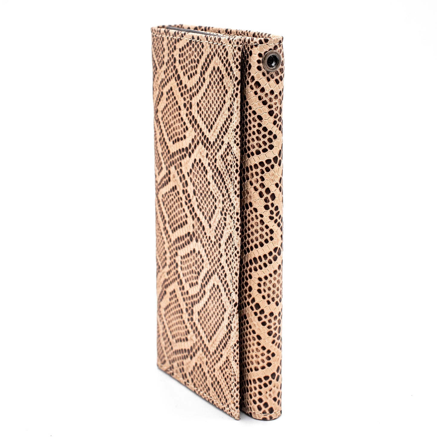 Checkbook Size Trifold Leather Wallet RFID Cobra Brown