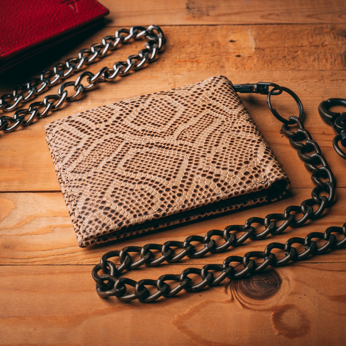 Cobra Brown Leather Bi-fold Chain Wallet for Men