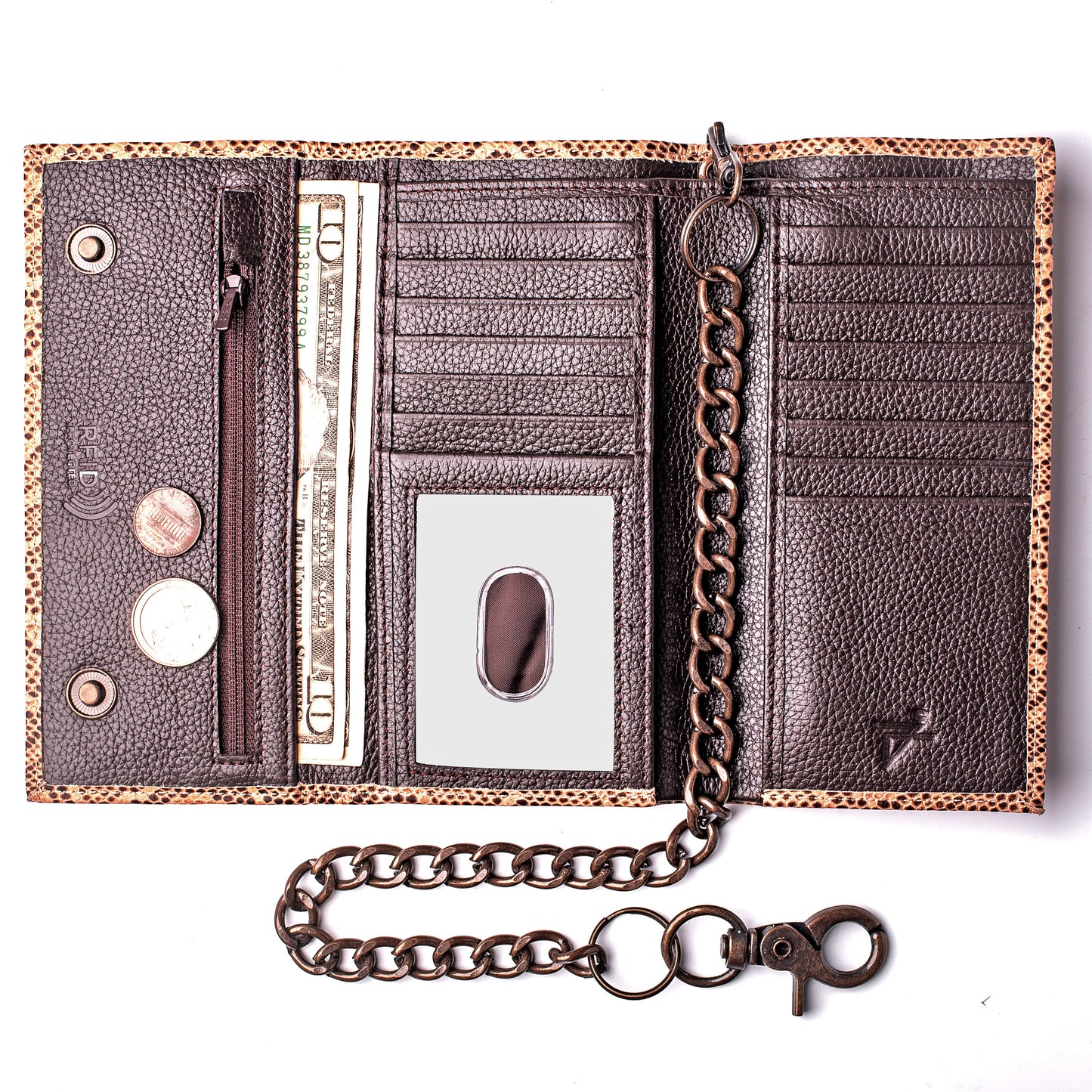 Tri-fold Long Chain Wallet Cobra