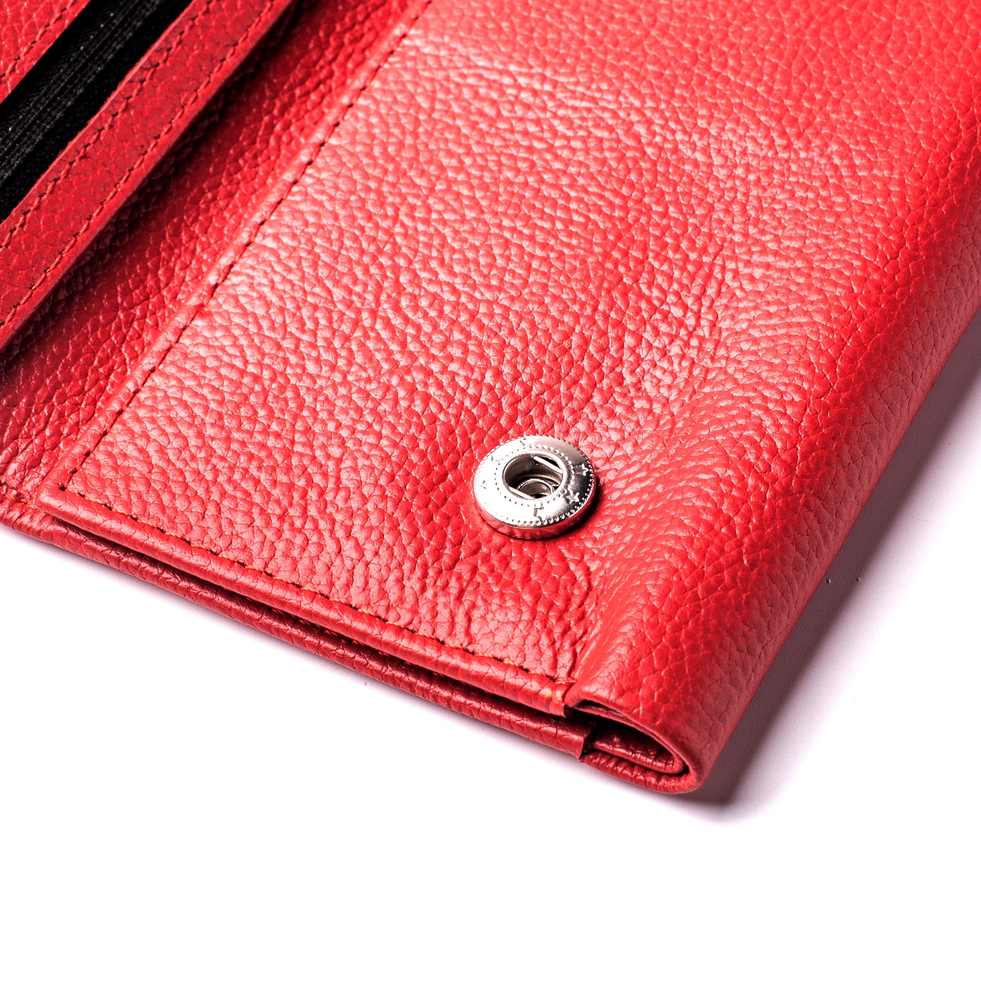 Red Leather Trifold Wallet for Men – Checkbook Style