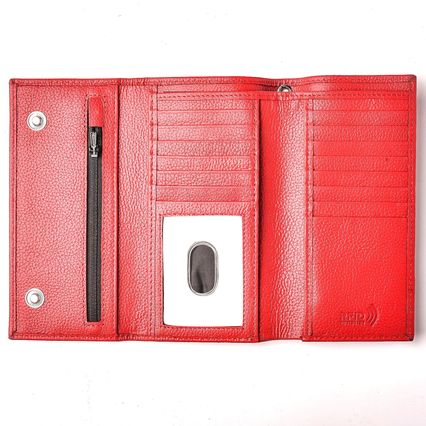 Red leather checkbook trifold wallet for Men