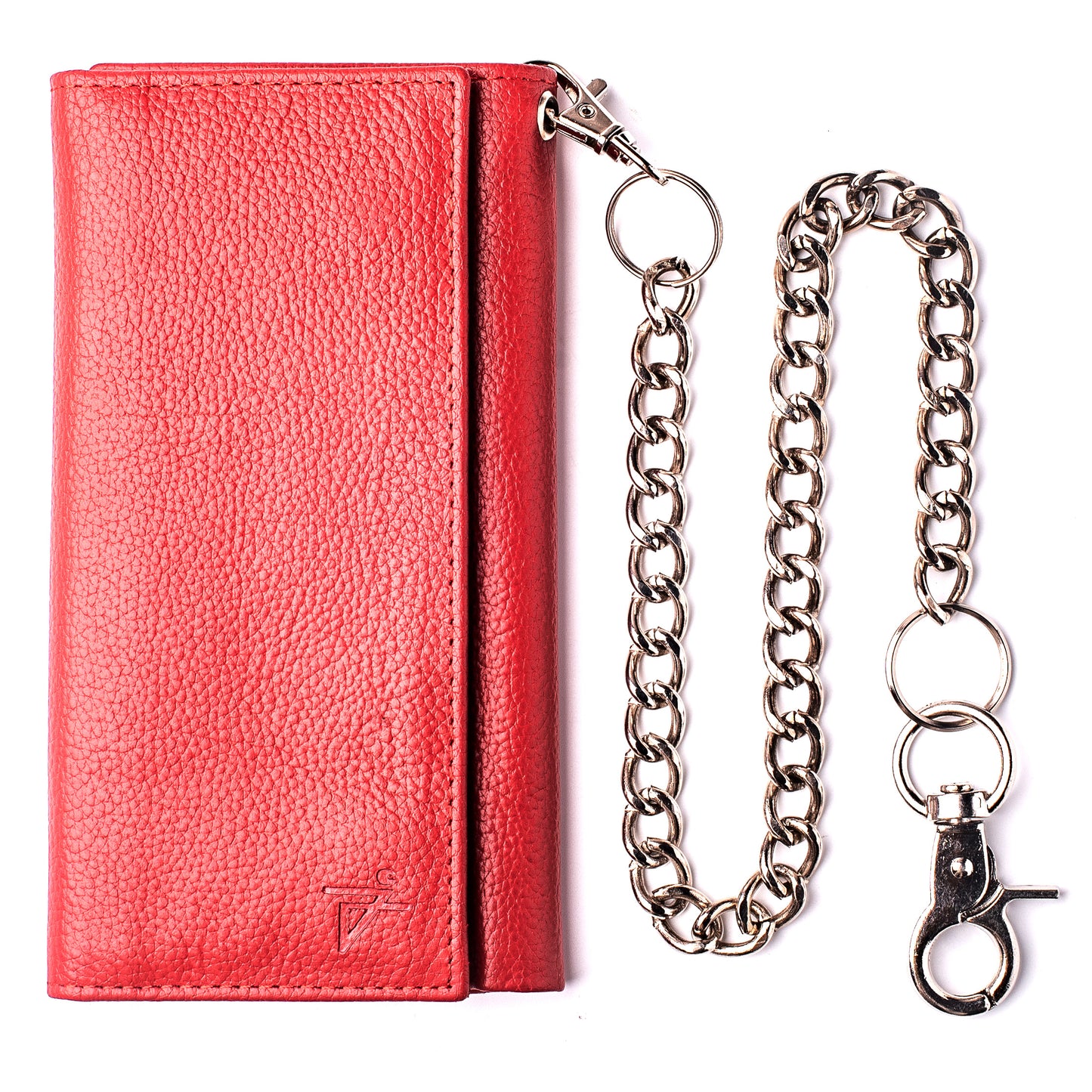 Trifold red leather wallet
