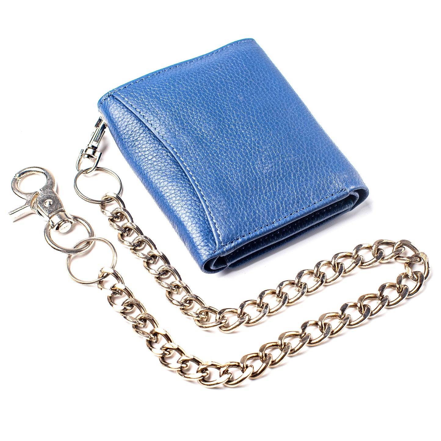 Trifold Chain Wallet for Men RFID Leather Snap Closer