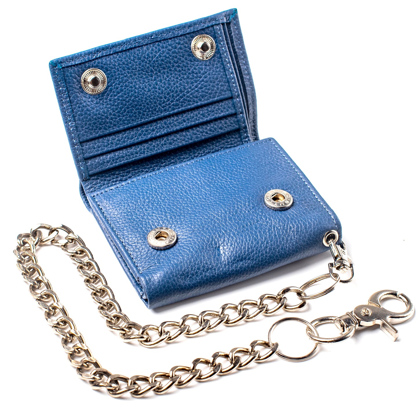 Trifold Chain Wallet for Men RFID Leather Snap Closer