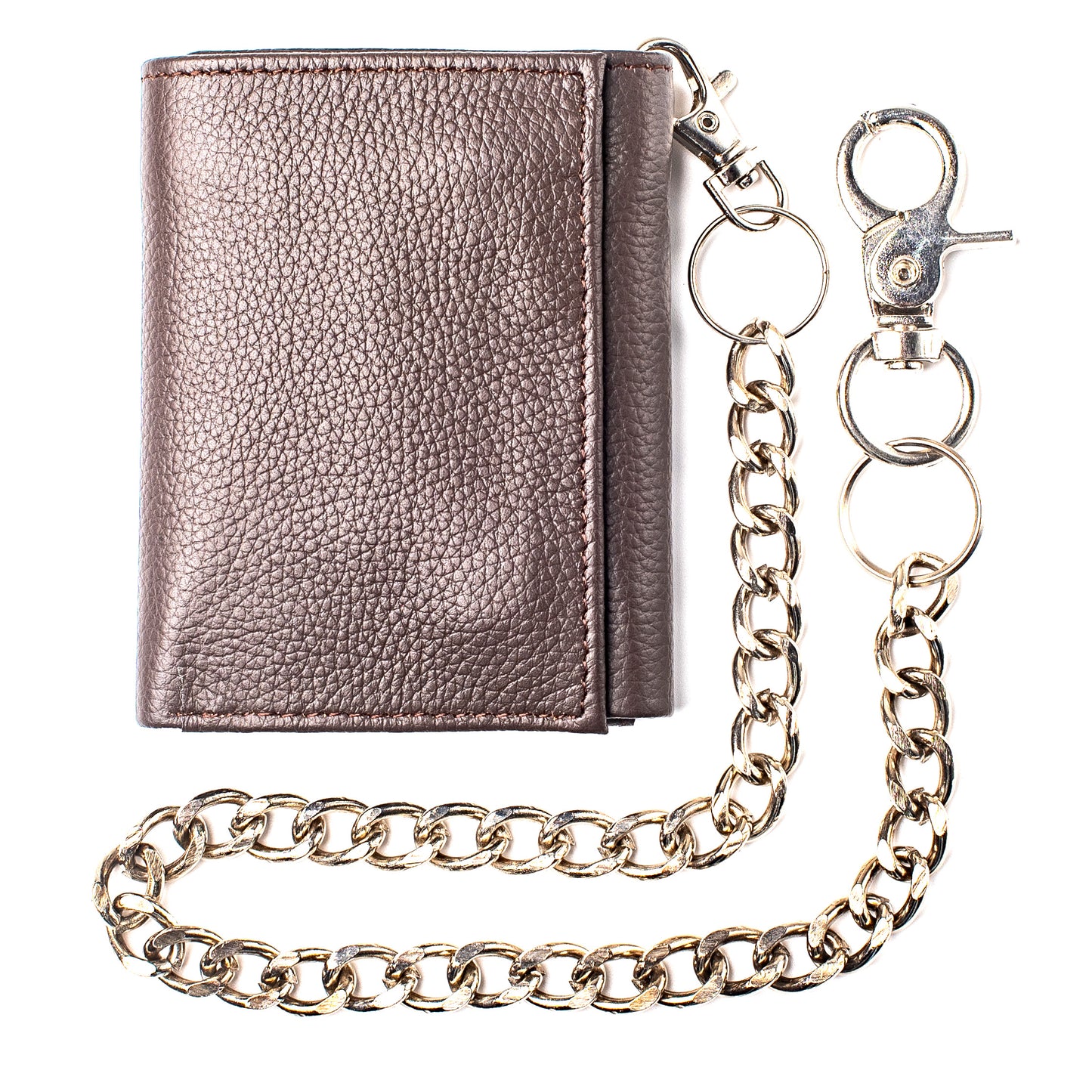 Trifold Chain Wallet for Men RFID Leather Snap Closer