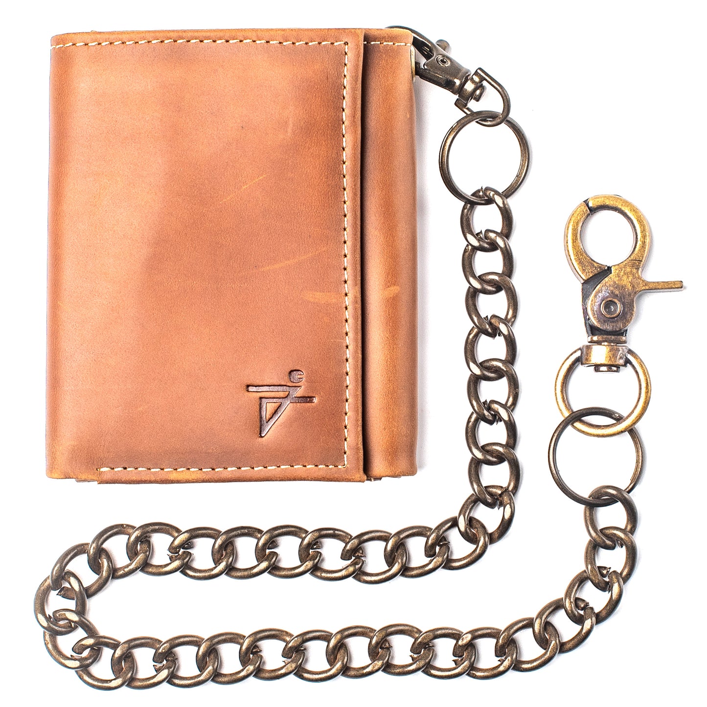 Trifold Chain Wallet for Men RFID Leather Snap Closer
