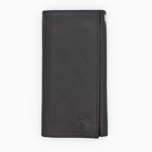 RFID safe Checkbook Size Tri-fold Leather Wallet with Snap Closer