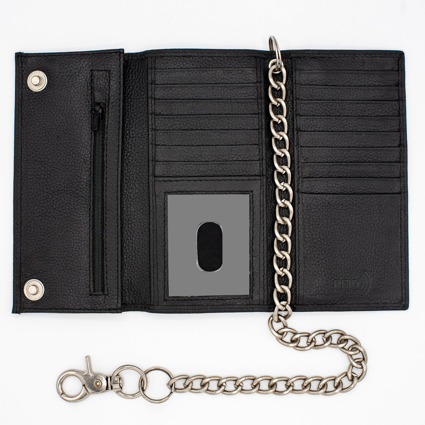 Men's Tall Trifold Chain Wallet with Snap RFID