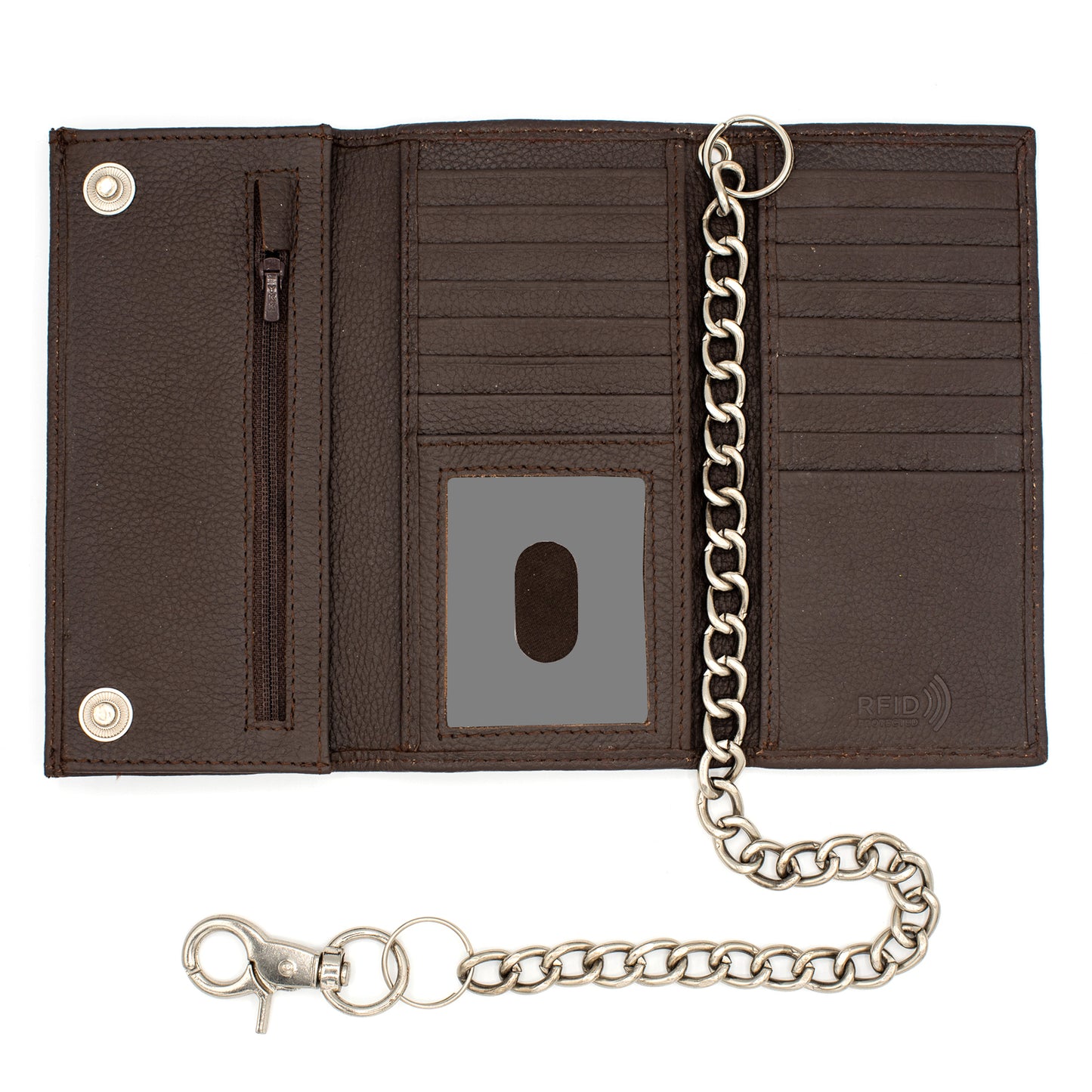 Men's Tall Trifold Chain Wallet with Snap RFID