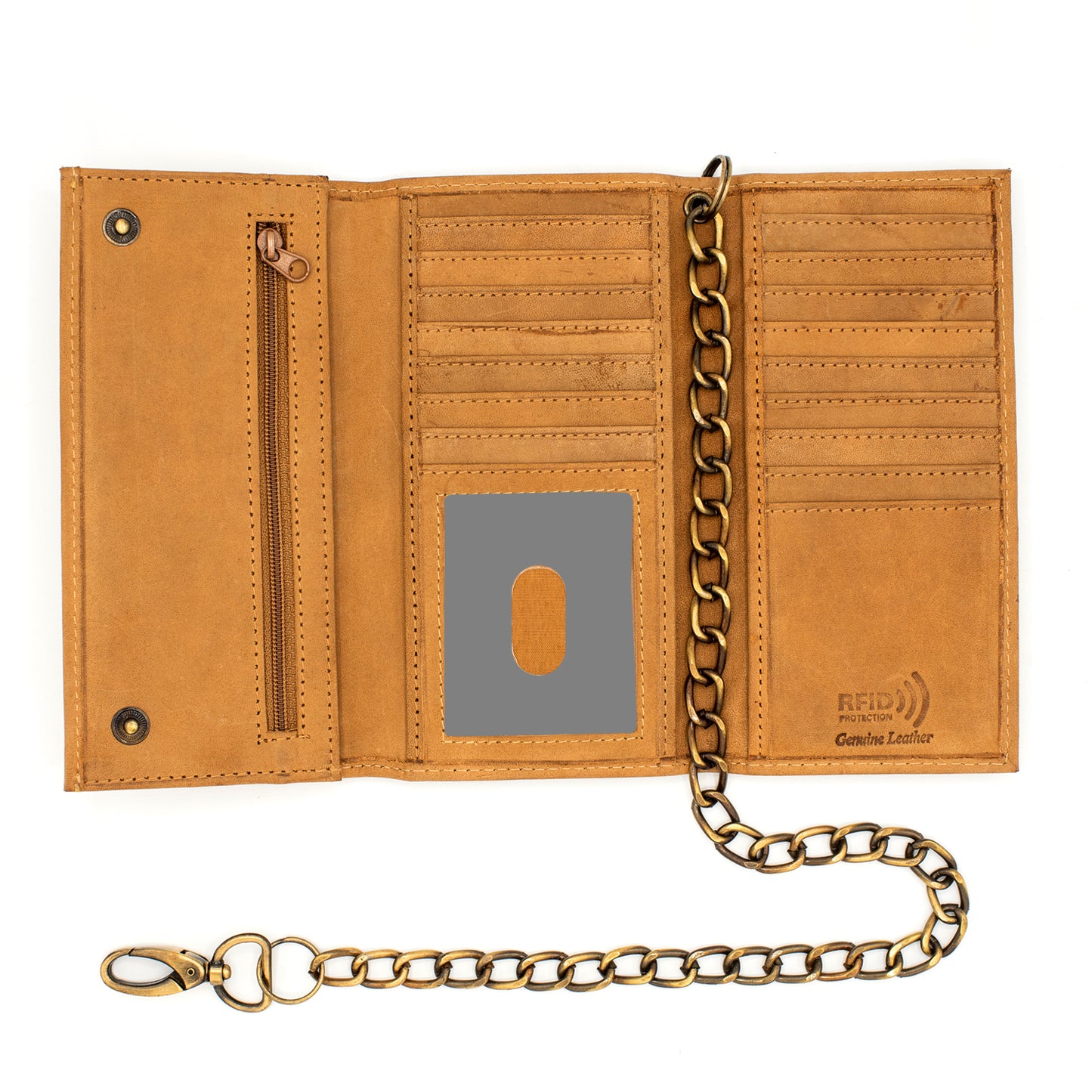 Men's Tall Trifold Chain Wallet with Snap RFID