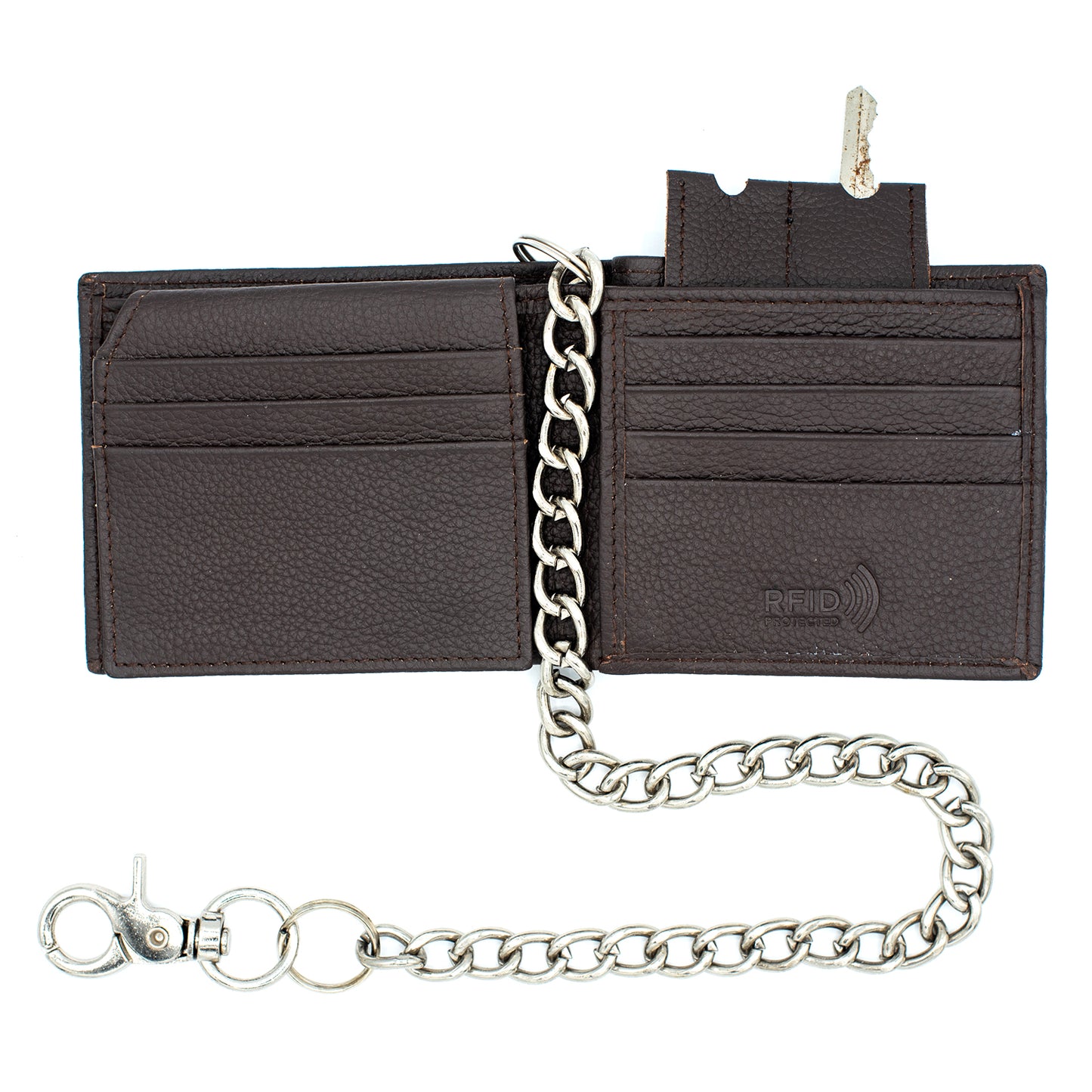 Biker Chain Wallet  for men with Flip up ID RFID Leather