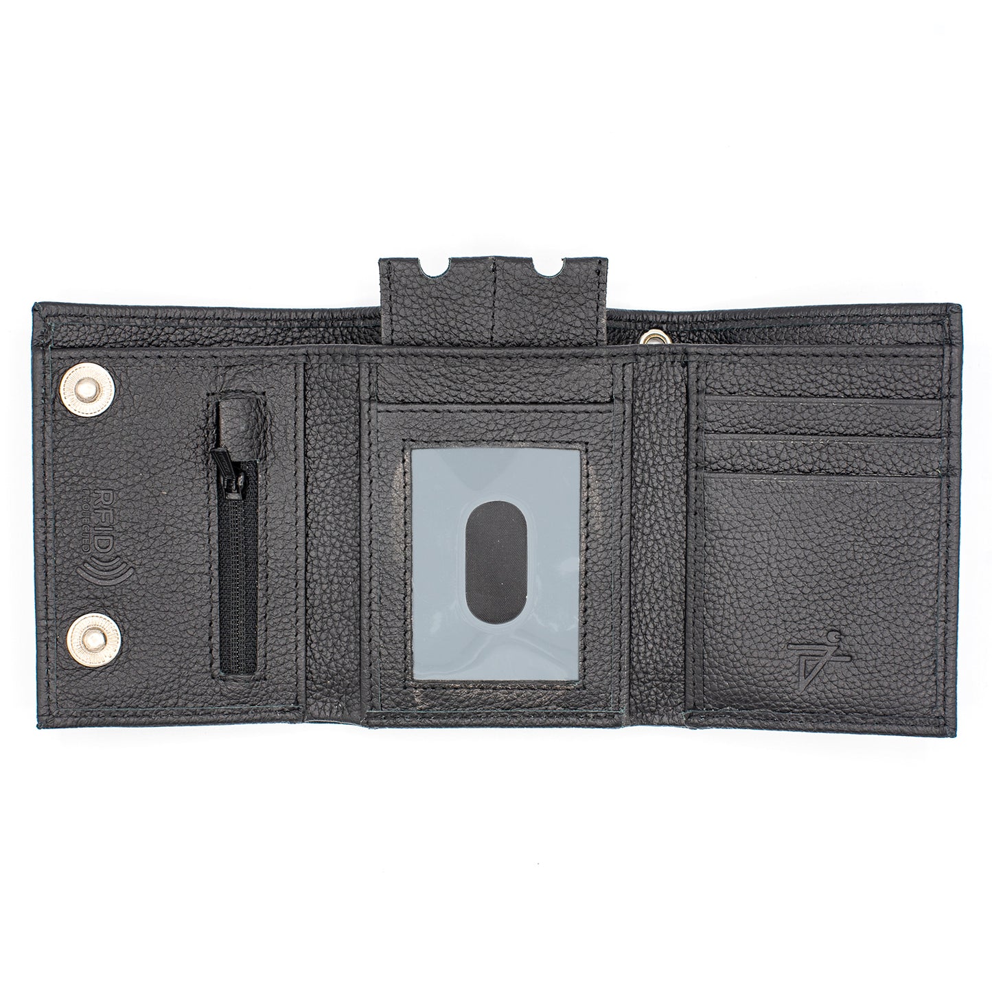 Trifold Wallet for Biker Trucker Snap Button T
