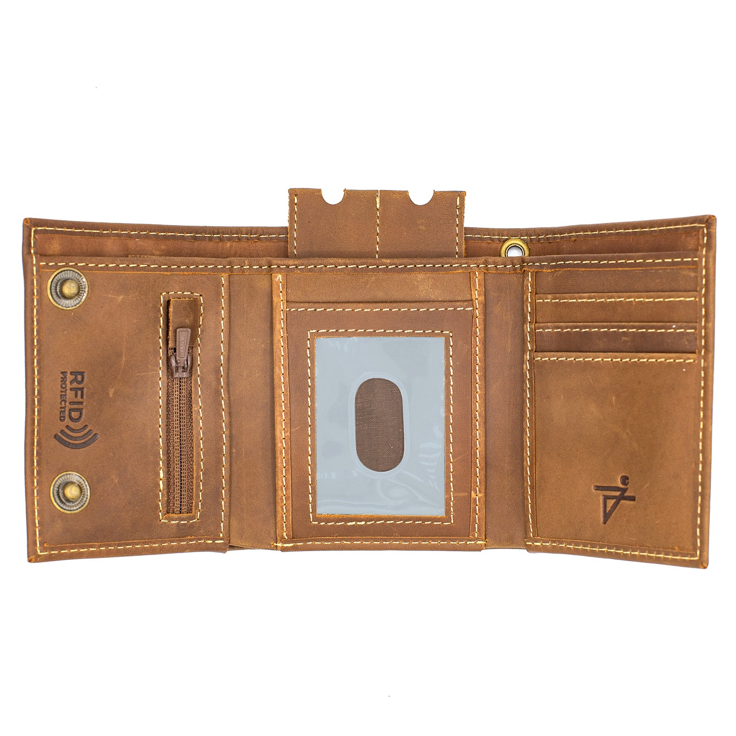Trifold Wallet for Biker Trucker Snap Button T