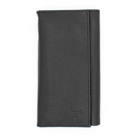 RFID Safe checkbook Size Trifold Long Wallet Genuine Leather
