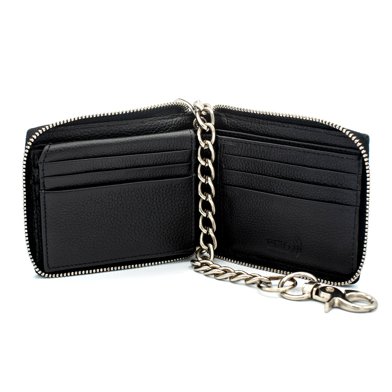 Zip Around chain Wallet for Men RFID Leather  Bifold