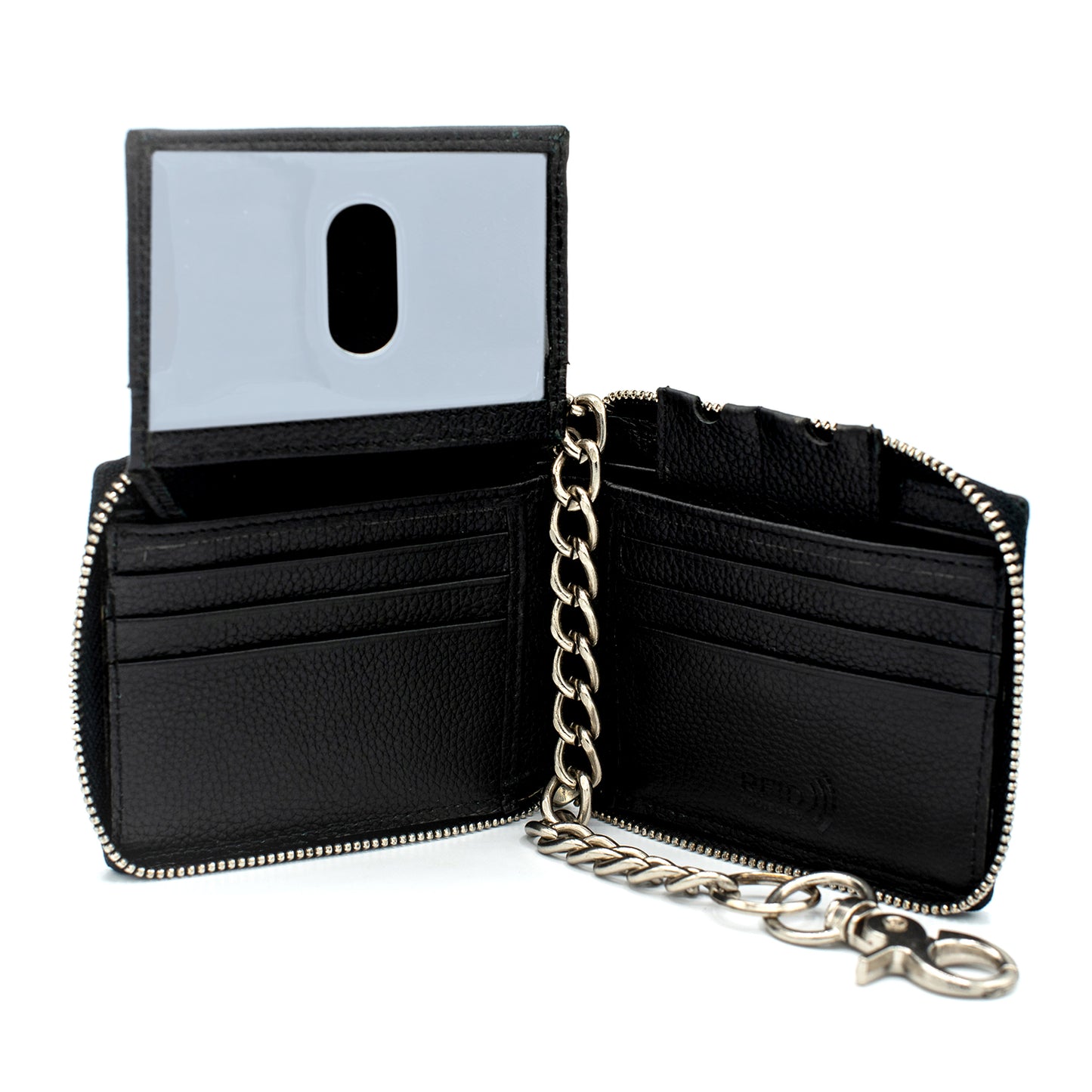 Zip Around chain Wallet for Men RFID Leather  Bifold